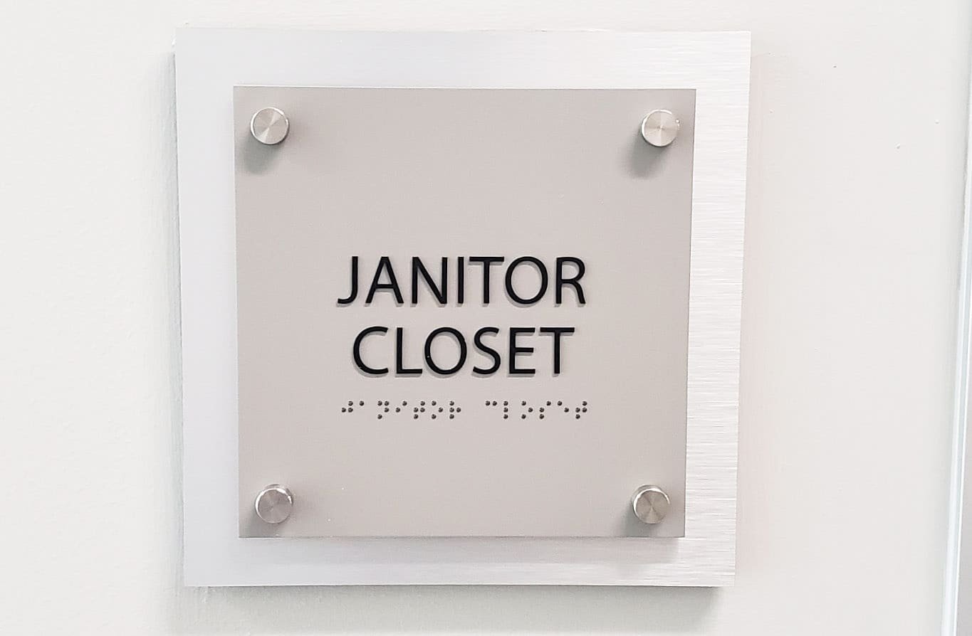 Interior Signage 3 Janitor Closet Room Identification ADA Braille Signs