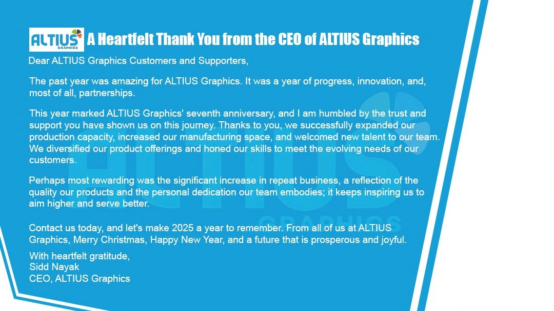 A Heartfelt Thank You from the CEO of ALTIUS Graphics