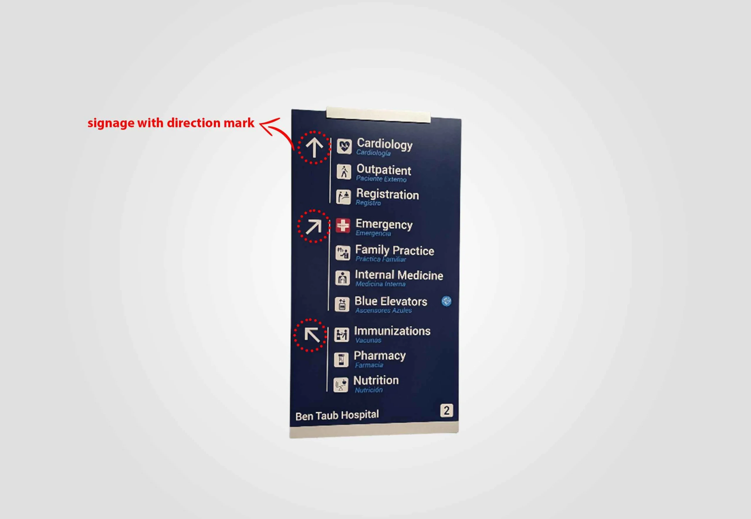 ADA Braille Compliance Signage with Direction Mark